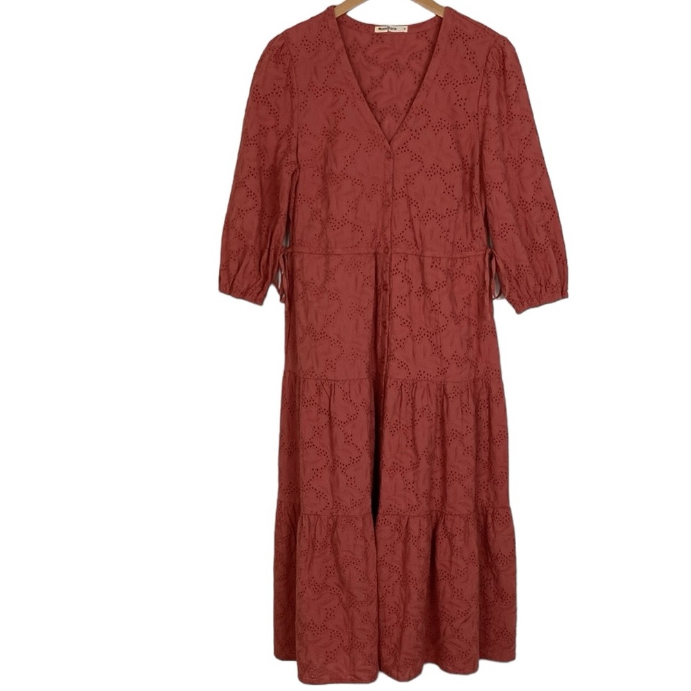 Marine Layer Willow Tiered Eyelet 100% Cotton Maxi Dress